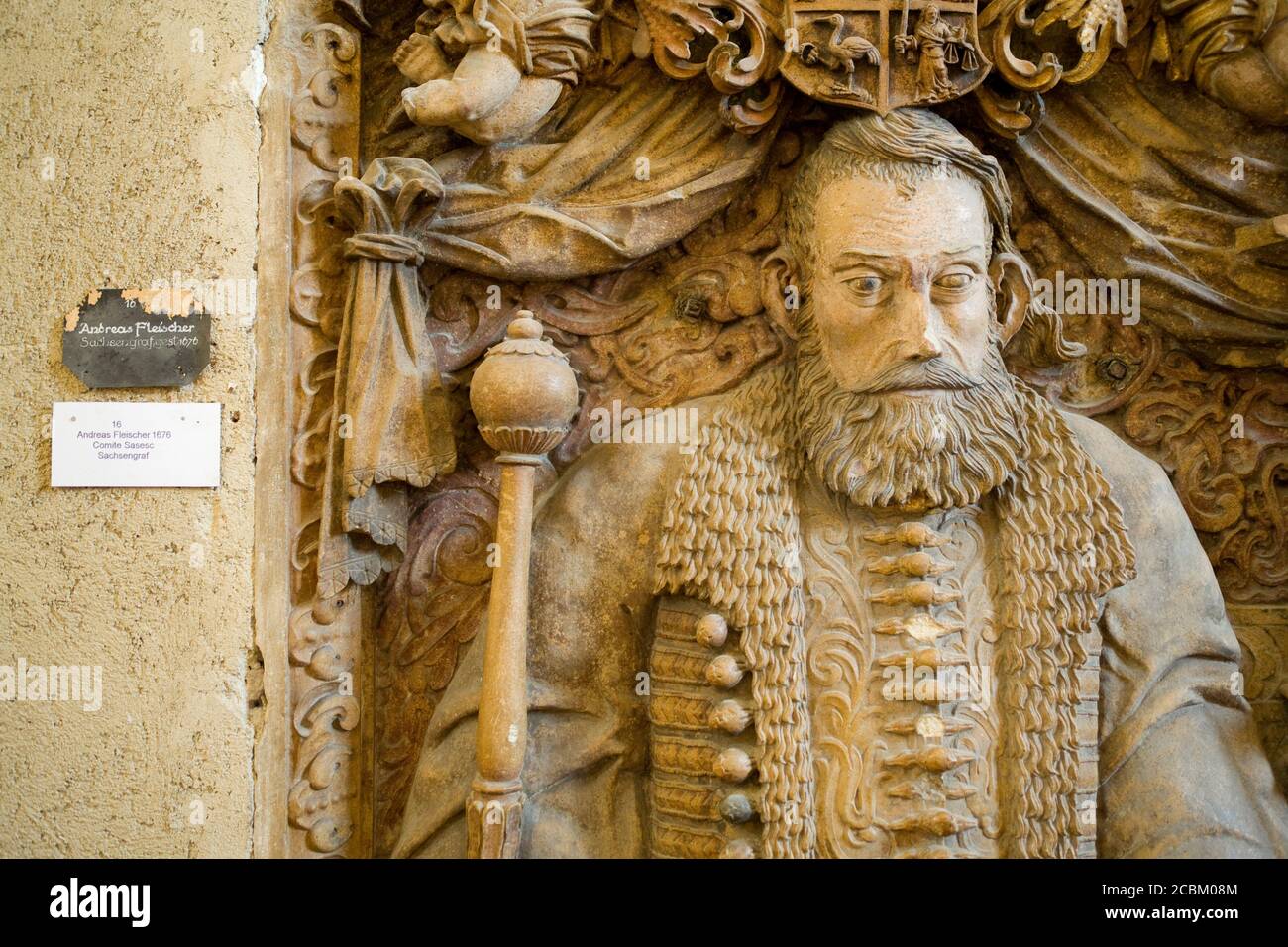 Grabstein, Krypta in evangelischer Kirche, Sibiu, Rumänien, Europa Stockfoto