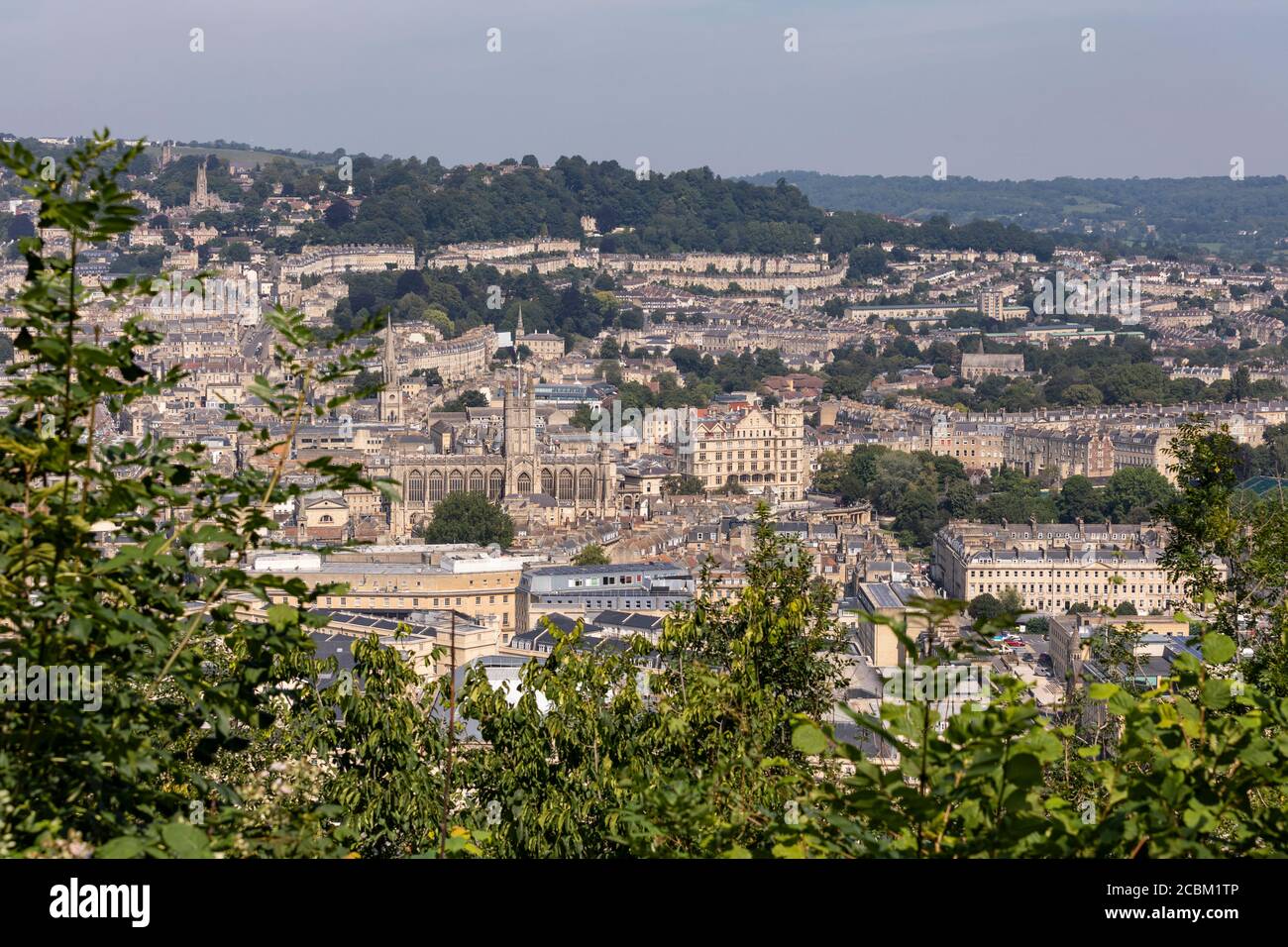 Panoramablick auf die Skyline von Bath vom Alexandra Park, City of Bath, Somerset, England, Großbritannien Stockfoto