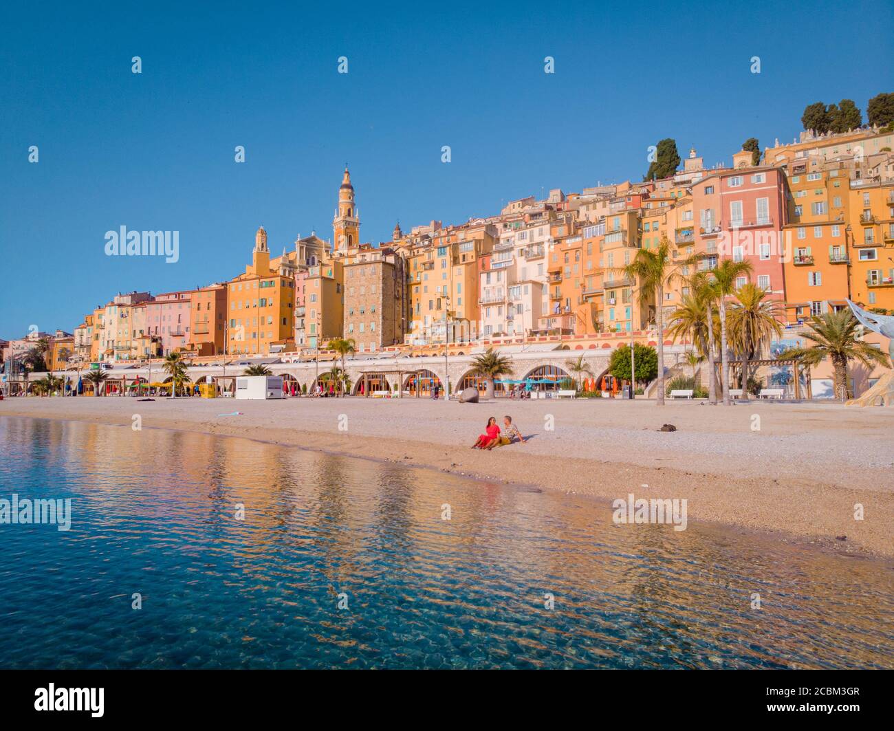 Blick auf die Altstadt von Menton, Provence-Alpes-Cote d'Azur, Frankreich. Stockfoto