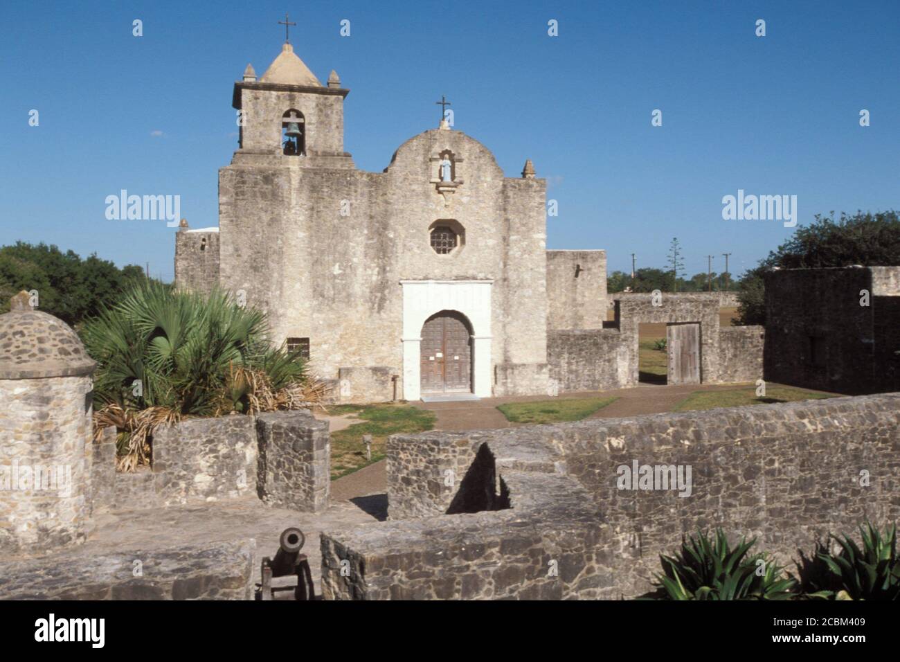 Goliad Texas USA: Historische Mission Presidio La Bahia, erbaut in den 1750er Jahren, Ort der militärischen Aktion während des Texas-Krieges für die Unabhängigkeit von Mexiko in den 1830er Jahren. ©Bob Daemmrich Stockfoto