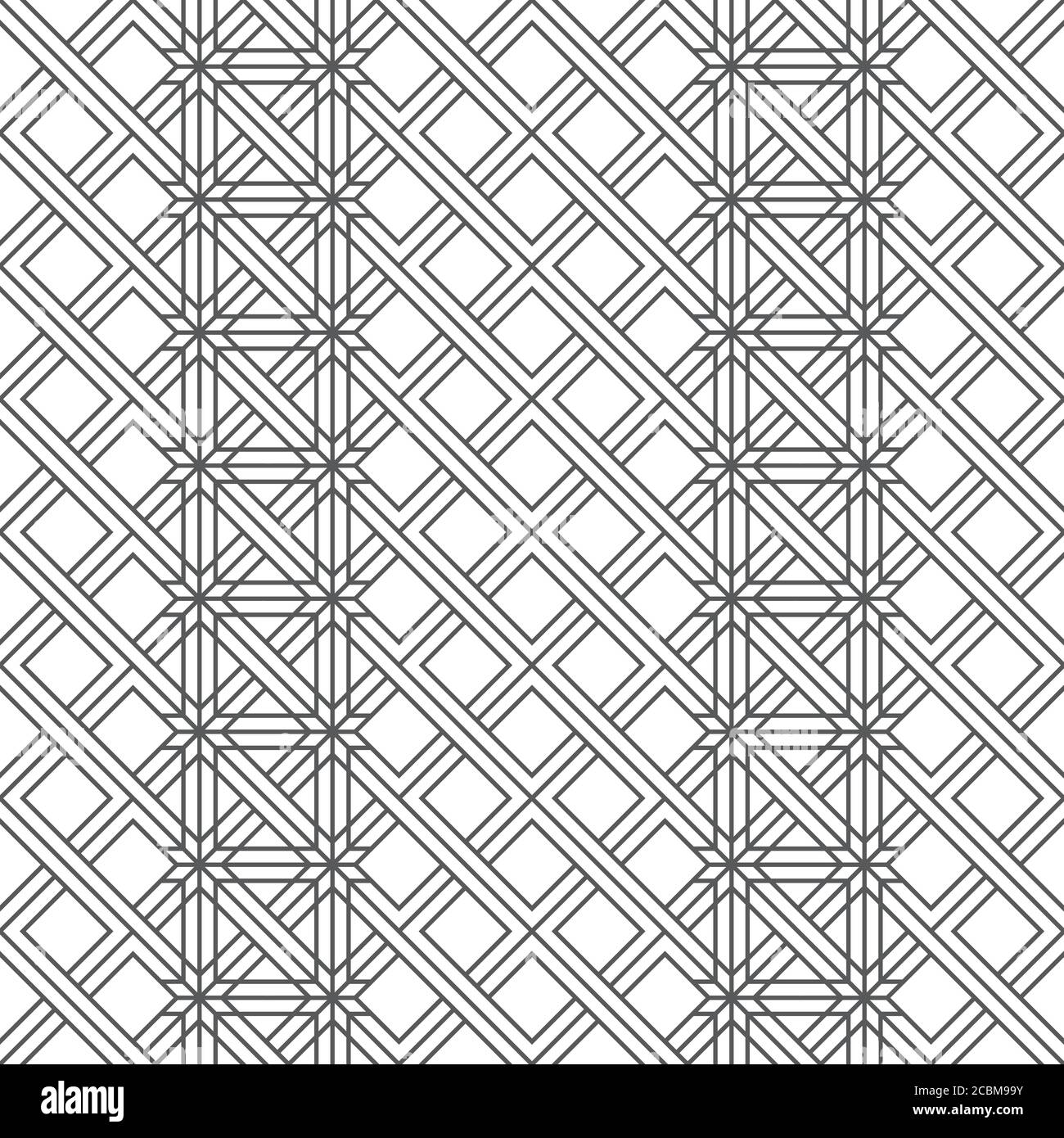 Vektor nahtloses Muster. Moderne, regelmäßig wiederholende geometrische Textur mit dünnen Linien, die abwechselnd Ornament bilden. Sich schneidende Streifen. Raute Stock Vektor