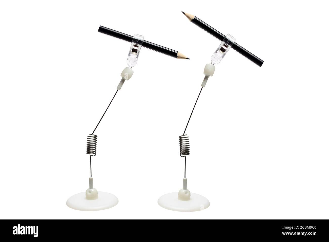 Bleistifthalter auf weißem Hintergrund Stockfoto