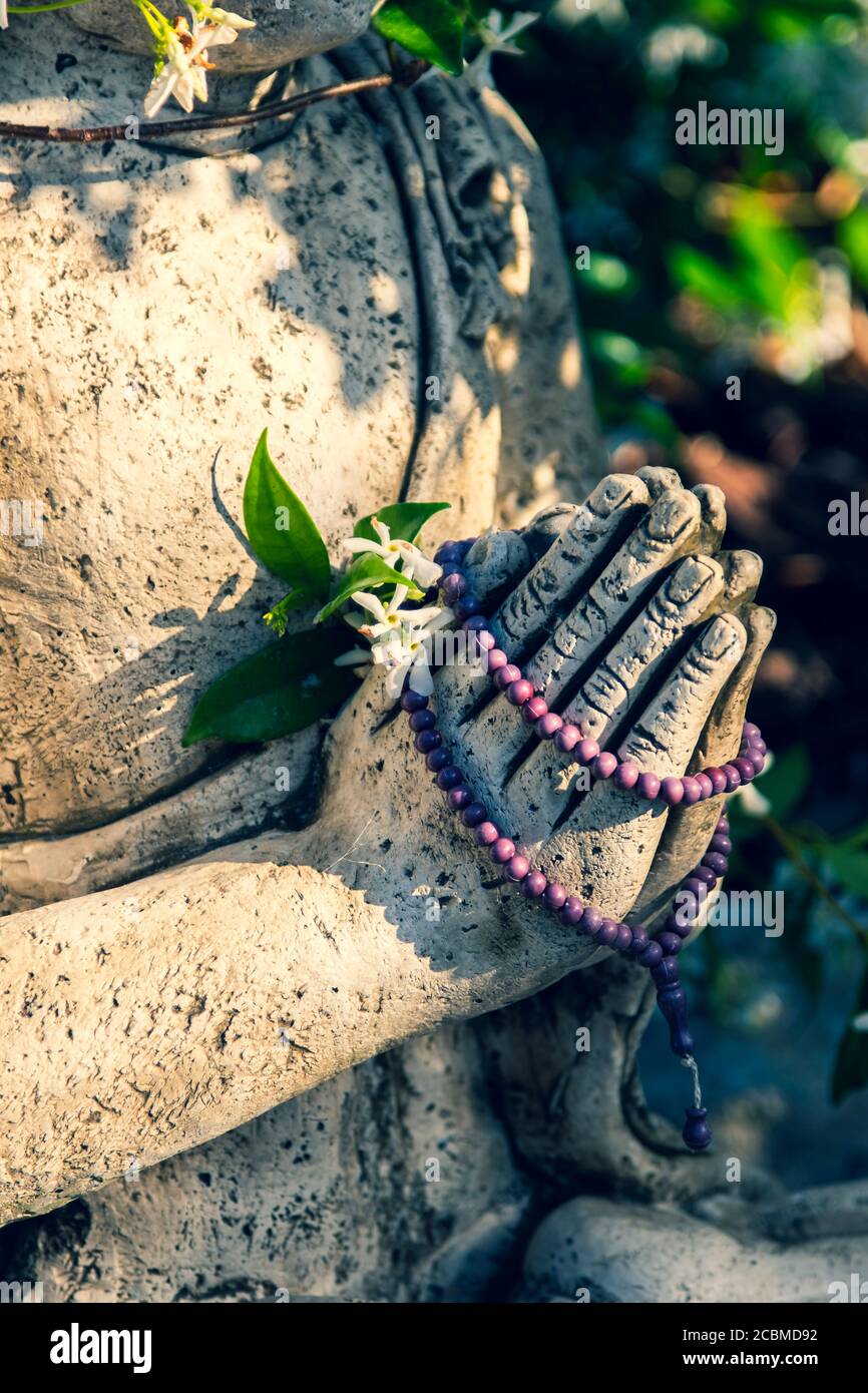 Buddha-Statue in einem Garten. Stockfoto