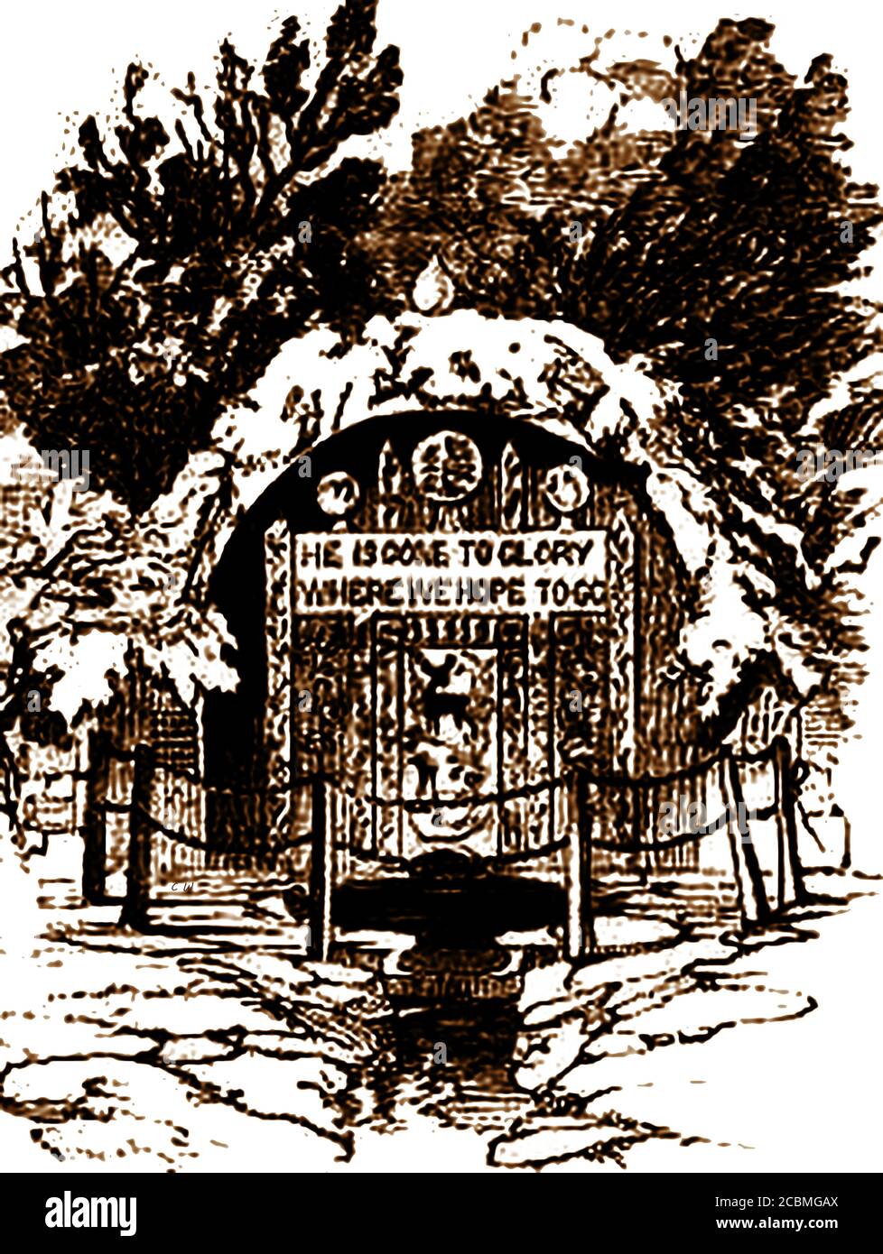 Traditionelle alte britische Bräuche, Feste und Veranstaltungen - Tradition des Wohlkleides am Gründonnerstag in Tissington, Derbyshire, Großbritannien - 1852 . Tissington behauptet, der Mutterort aller gut Dressing Zeremonien, obwohl das Ereignis tritt überall in Derbyshire und in der Tat anderswo. Die jährliche Brunnenzeremonie zieht Besucher aus ganz Großbritannien und dem Ausland an. Seine heidnischen Ursprünge sind in der Geschichte verloren, aber es wird angenommen, dass sie ursprünglich die Absicht hatten, den Wassergöttern oder Geistern zu danken oder sie zu beschwichtigen, die die örtliche Wasserversorgung (d. h. die Stadtbrunnen) versorgten. Stockfoto
