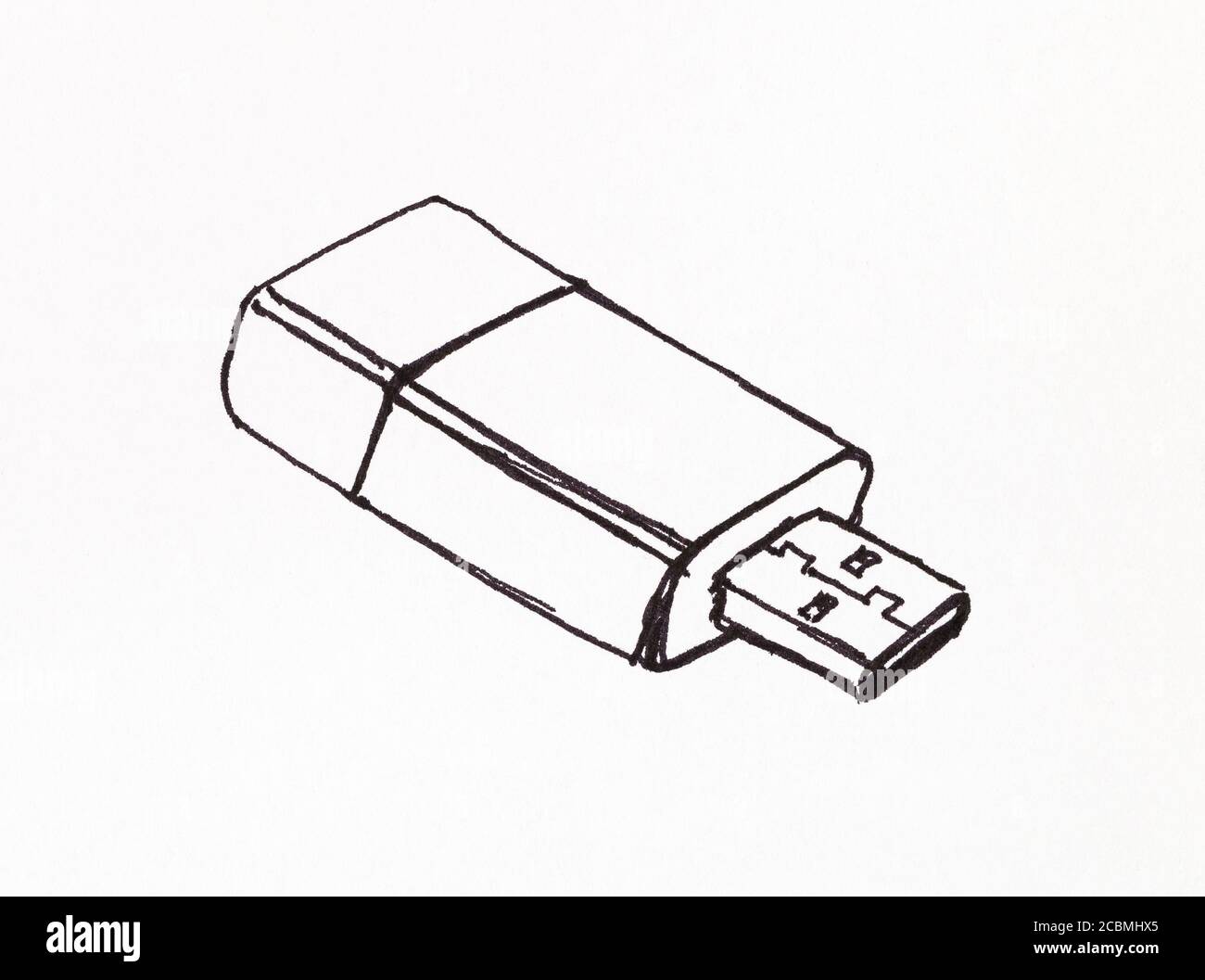 usb-Flash-Laufwerk von Hand gezeichnet von schwarzen Marker Stift auf weiß  Papier Stockfotografie - Alamy