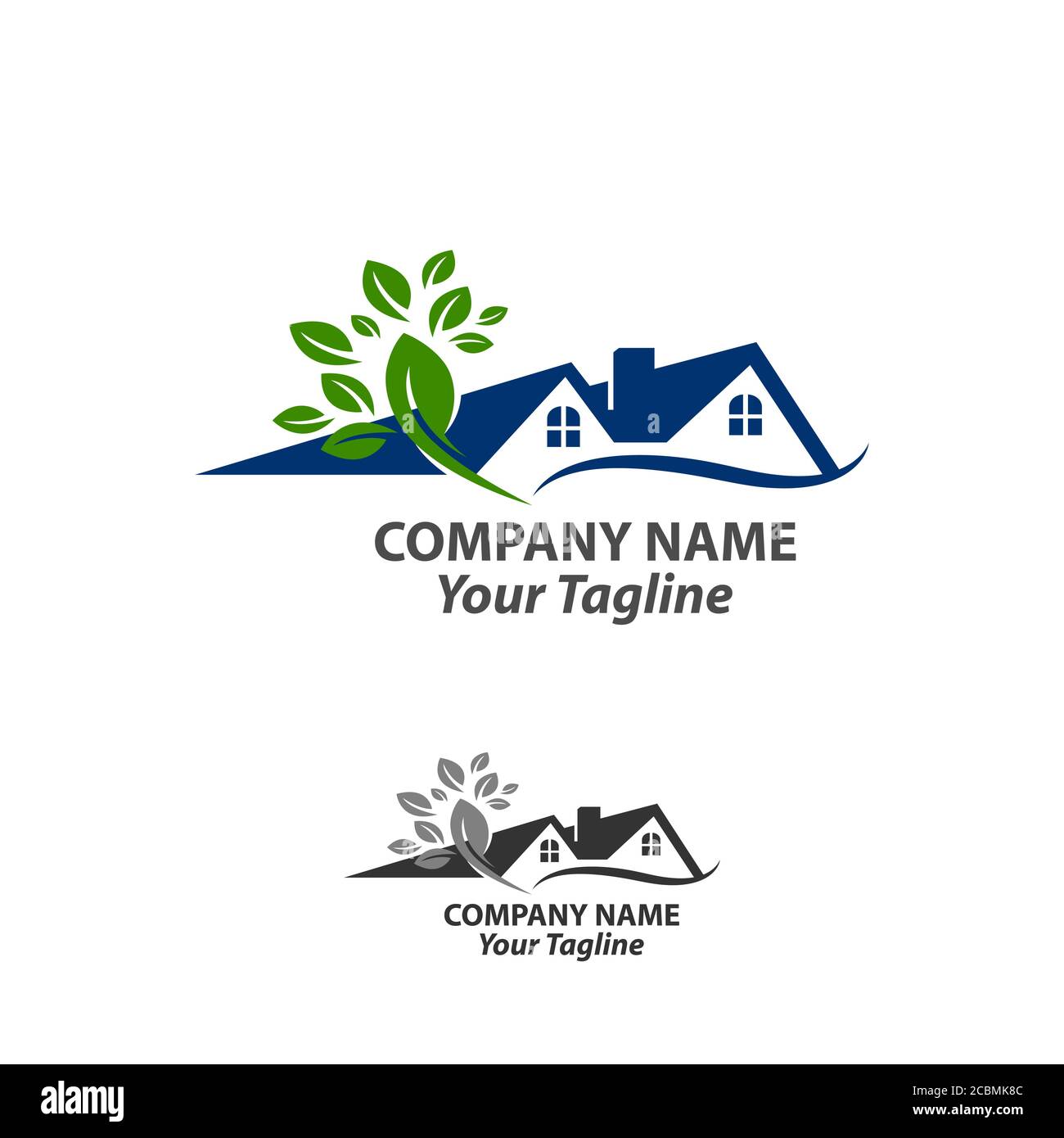 Einfache grüne Haus Immobilien-Logo und Vektor-Symbol.EPS 10 Stock Vektor