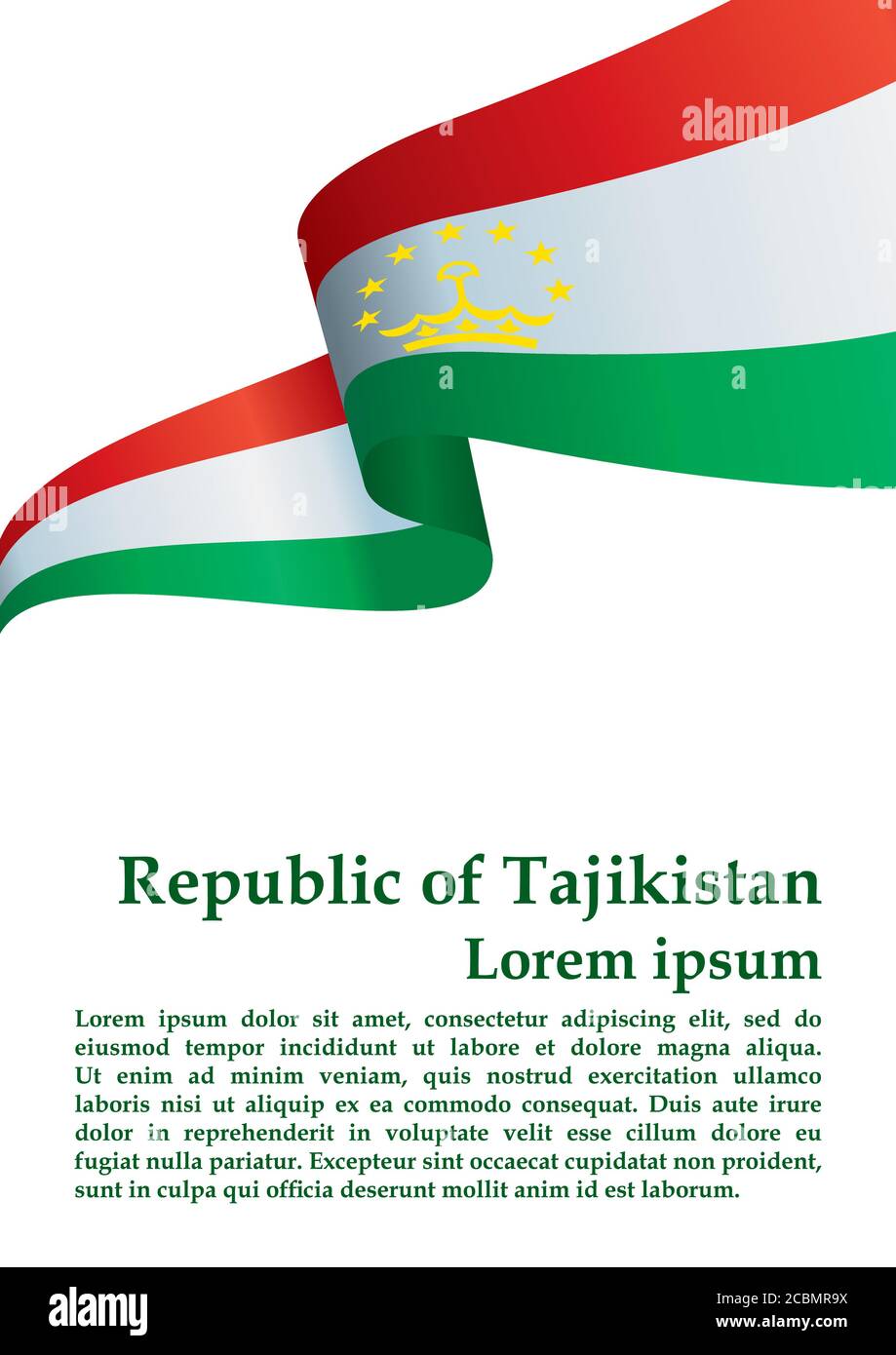 Flagge Tadschikistans, Republik Tadschikistan. Vorlage für Award Design, ein offizielles Dokument mit der Flagge Tadschikistans. Stock Vektor