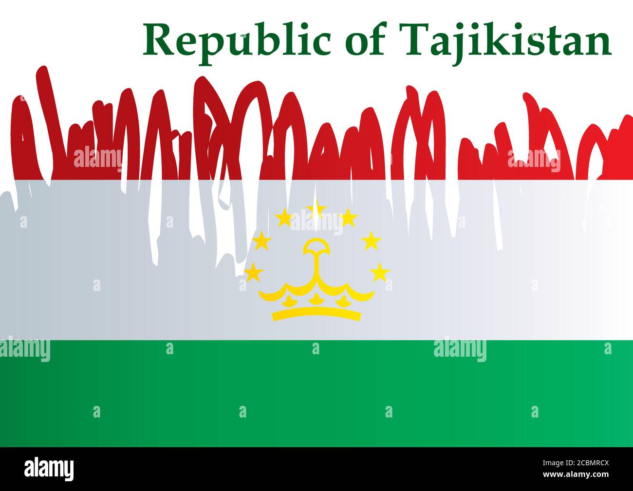 Flagge Tadschikistans, Republik Tadschikistan. Vorlage für Award Design, ein offizielles Dokument mit der Flagge Tadschikistans. Stock Vektor