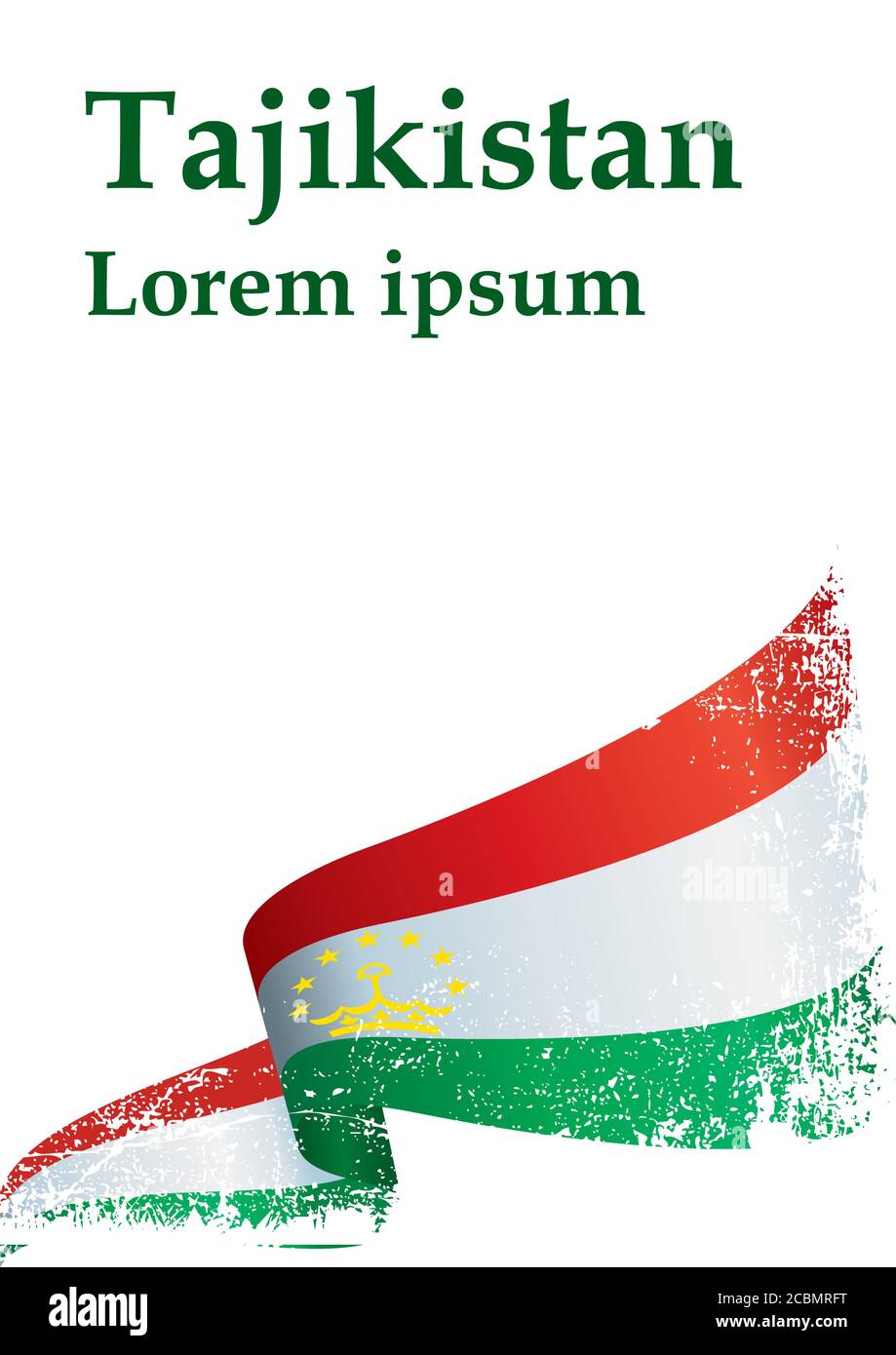Flagge Tadschikistans, Republik Tadschikistan. Vorlage für Award Design, ein offizielles Dokument mit der Flagge Tadschikistans. Stock Vektor
