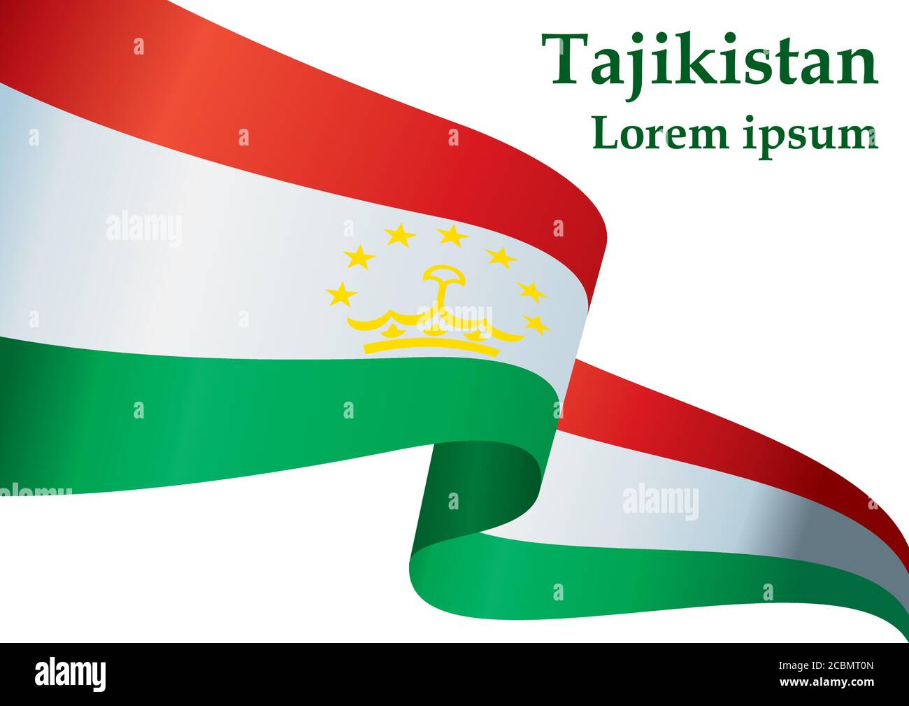 Flagge Tadschikistans, Republik Tadschikistan. Vorlage für Award Design, ein offizielles Dokument mit der Flagge Tadschikistans. Stock Vektor