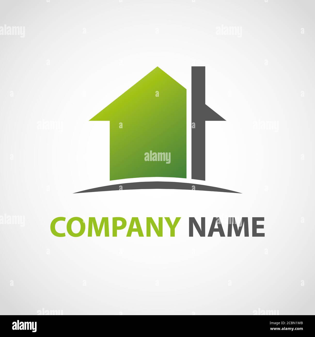 Illustration eines grünen Gebäudes für Firmenlogos isoliert auf Ein weißer Hintergrund Stockfoto