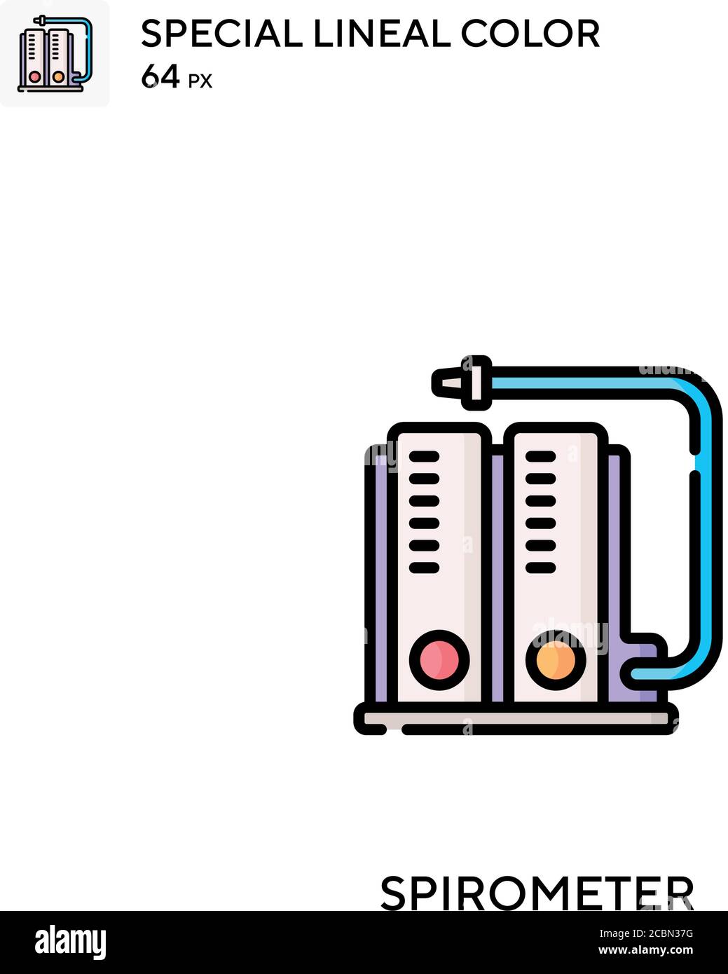 Spirometer spezielles lineales Farbvektorsymbol. Spirometer-Symbole für Ihr Geschäftsprojekt Stock Vektor