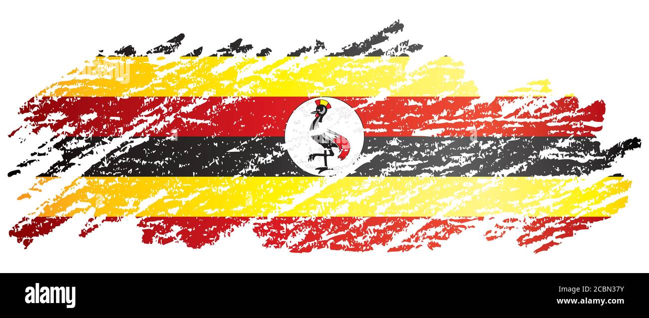 Flagge Ugandas, Republik Uganda. Vorlage für Award Design, ein offizielles Dokument mit der Flagge Ugandas. Helle, farbenfrohe Vektorgrafik Stock Vektor