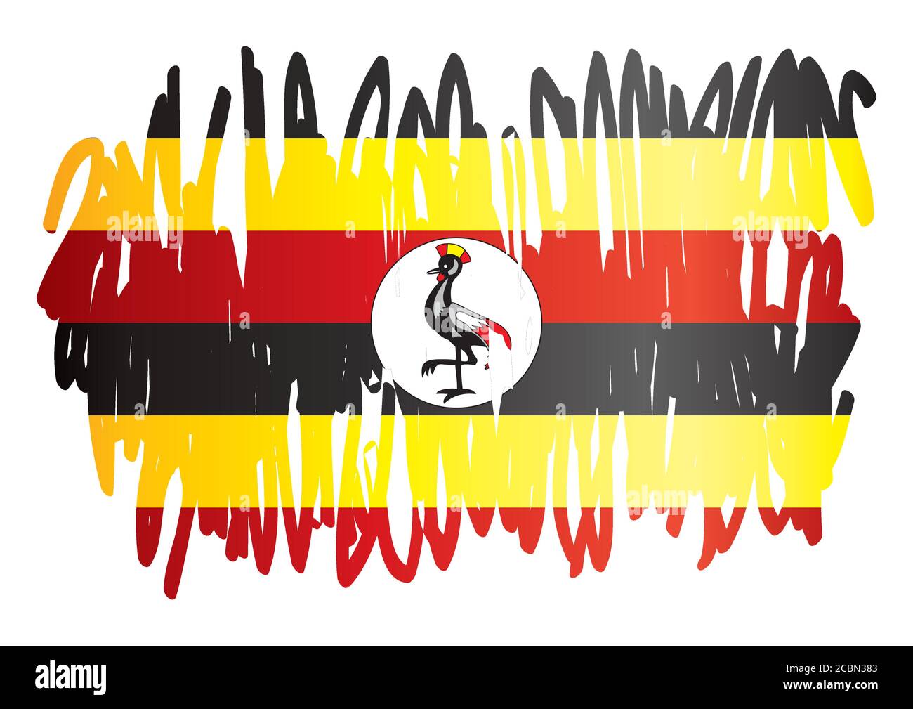 Flagge Ugandas, Republik Uganda. Vorlage für Award Design, ein offizielles Dokument mit der Flagge Ugandas. Helle, farbenfrohe Vektorgrafik Stock Vektor