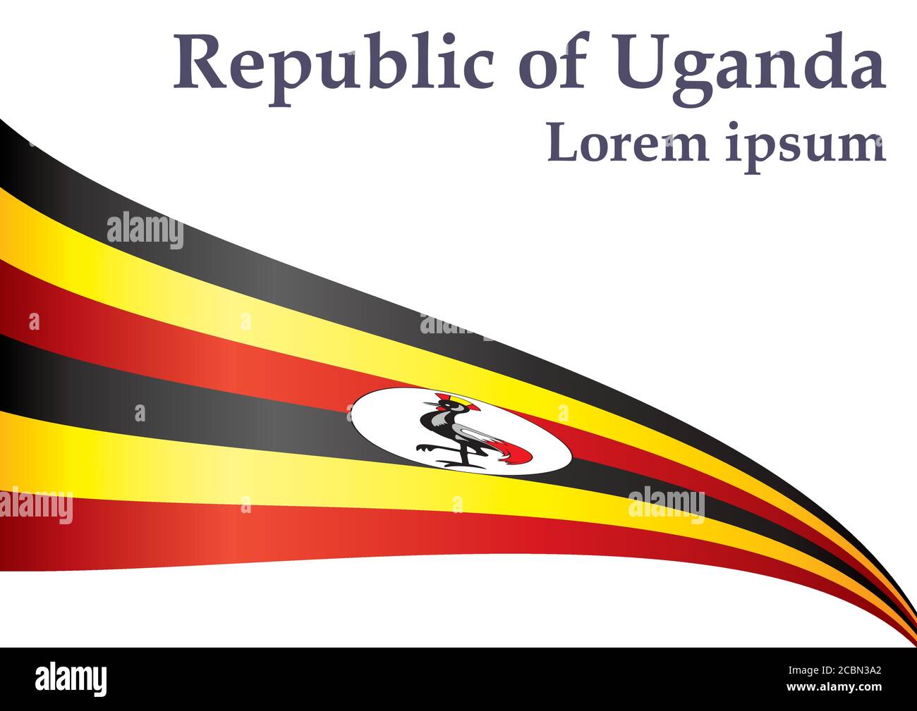 Flagge Ugandas, Republik Uganda. Vorlage für Award Design, ein offizielles Dokument mit der Flagge Ugandas. Stock Vektor