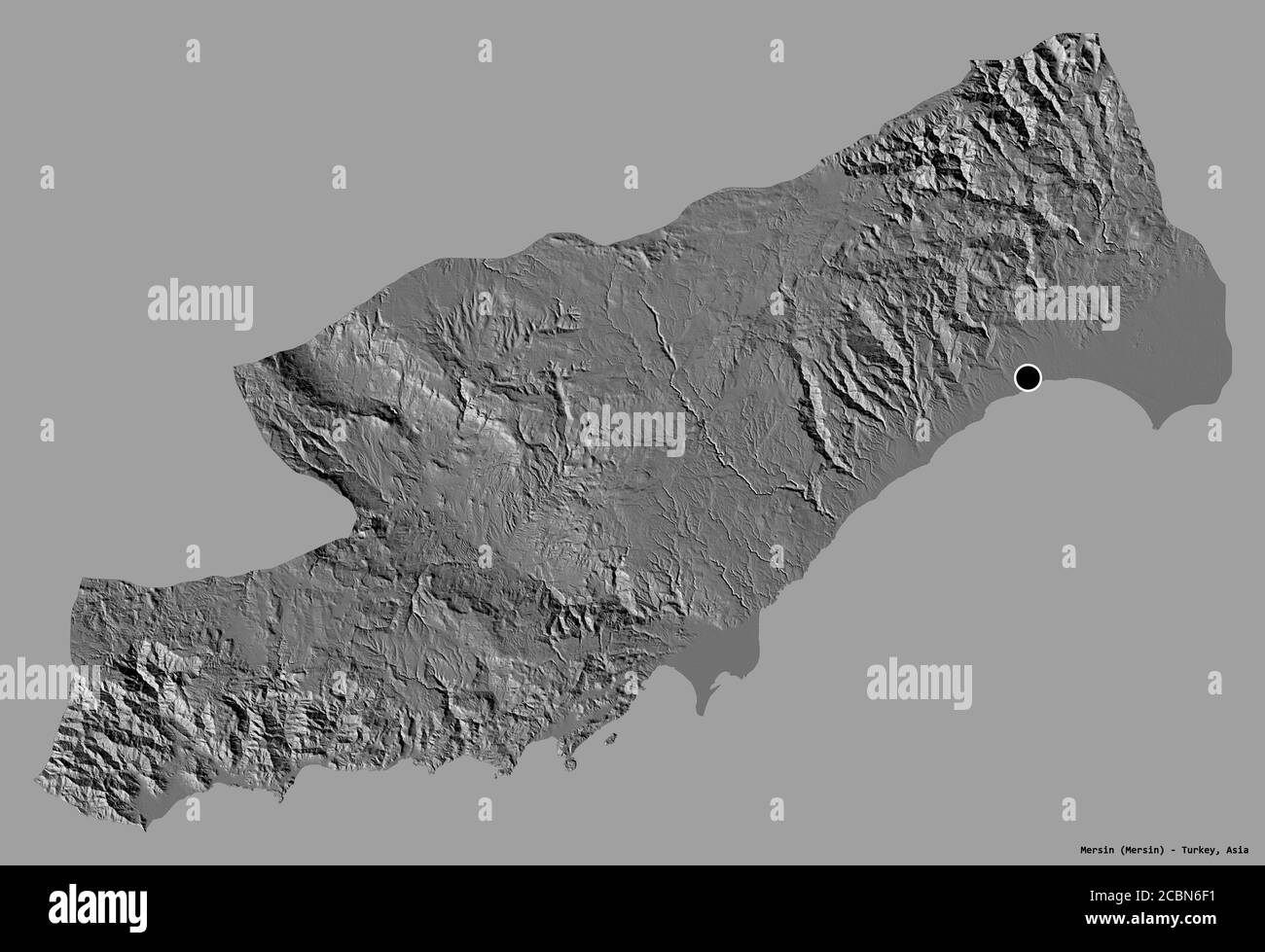 Form von Mersin, Provinz der Türkei, mit seiner Hauptstadt isoliert auf