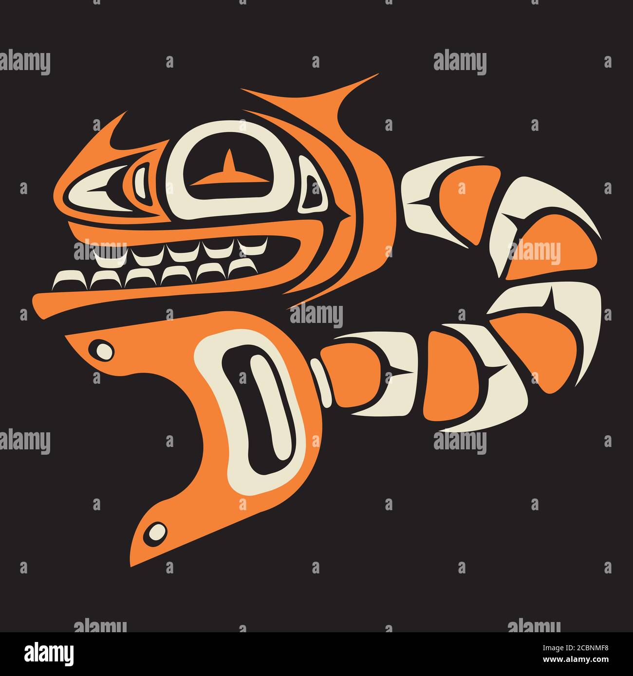 Crazy Shrimp - indigenes Tribal-Design Stock Vektor