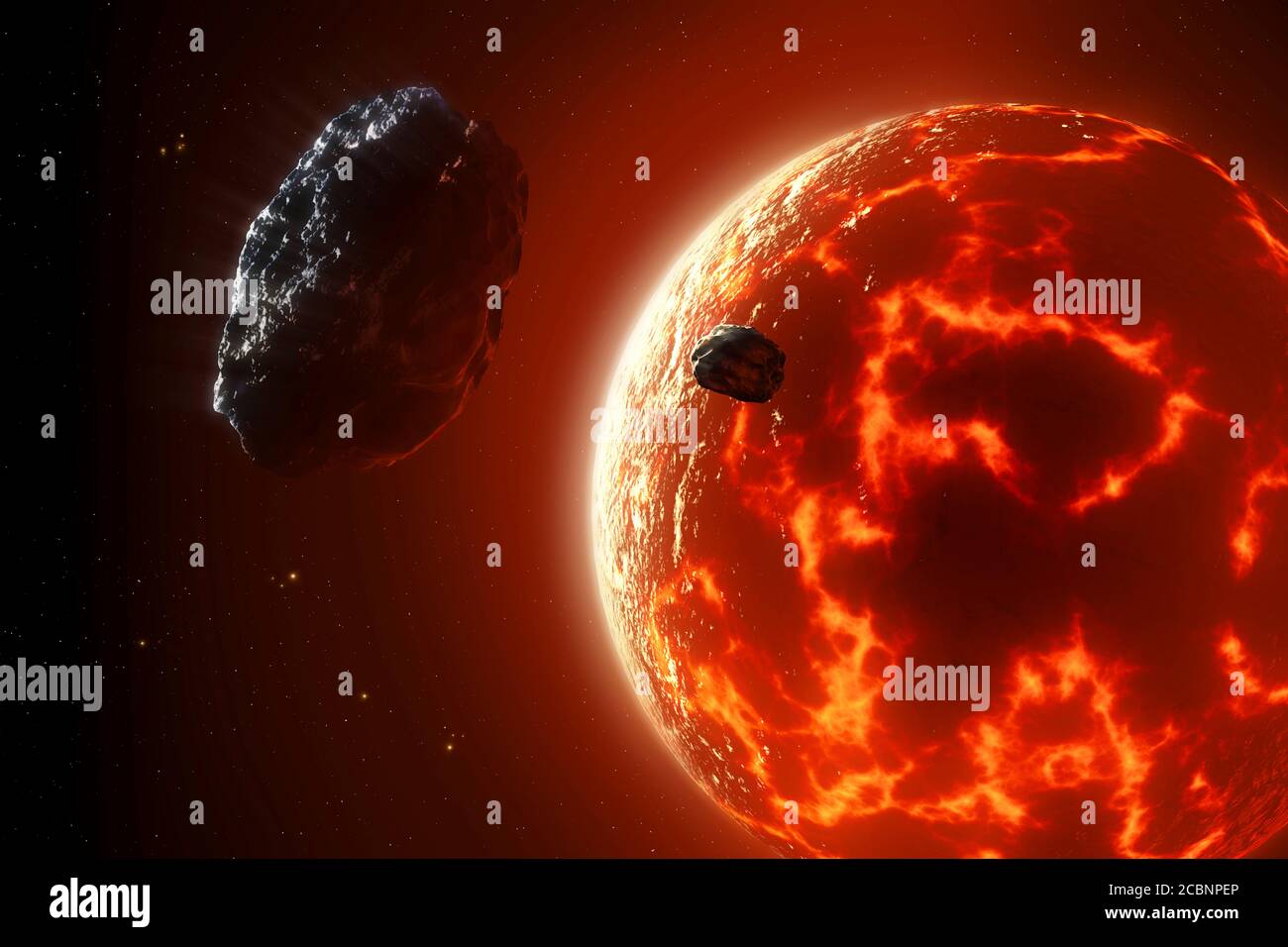 Kunstwerk eines geschmolzenen Exoplaneten Stockfoto