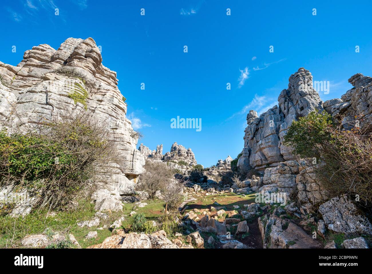 Felsformationen aus Kalkstein, El Torcal Naturpark Torcal de Antequera, Provinz Malaga, Andalusien, Spanien Stockfoto