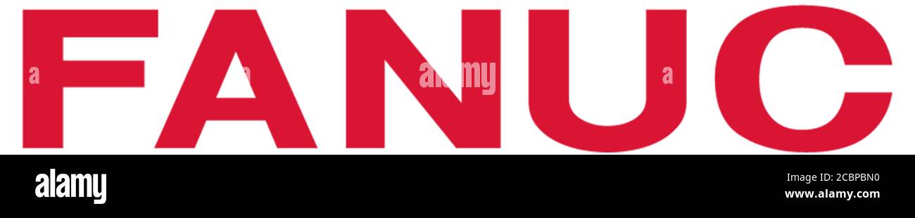 Logo Fanuc, Fanuc K. K., Elektronikfirma, Ingenieurbüro, Roboterindustrie, Hintergrund weiß Stockfoto