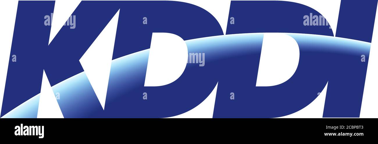 Logo KDDI, Telekommunikationsunternehmen, Mobilfunkanbieter, Internetanbieter, Nikkei 225, weißer Hintergrund Stockfoto