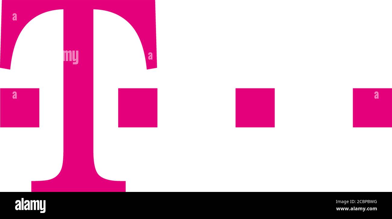 Logo Telekom, Telekommunikationsunternehmen, Hintergrund weiß Stockfoto