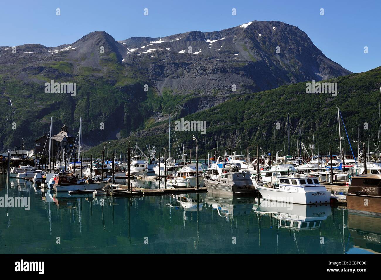 Hafen von Whittier, Prince William Sound, Alaska, USA Stockfoto