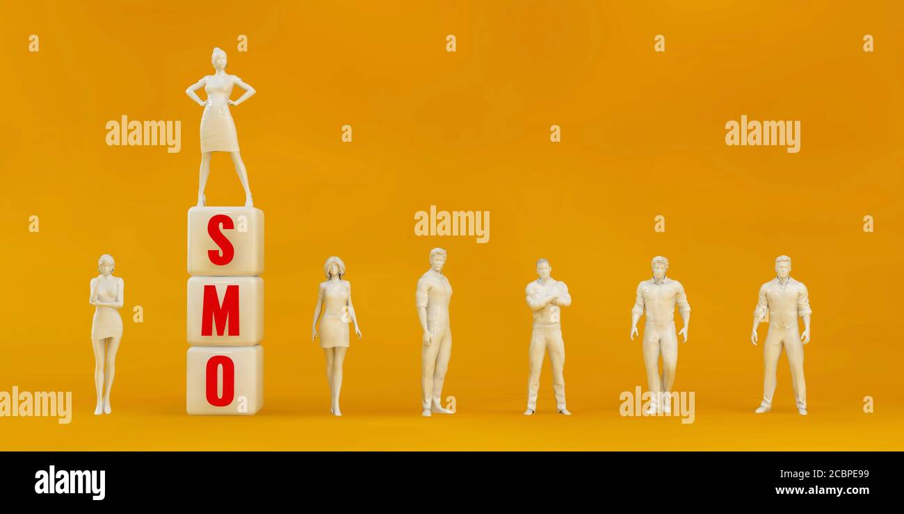 SMO Social Media Optimization Präsentationshintergrund in Orange und Rot Stockfoto