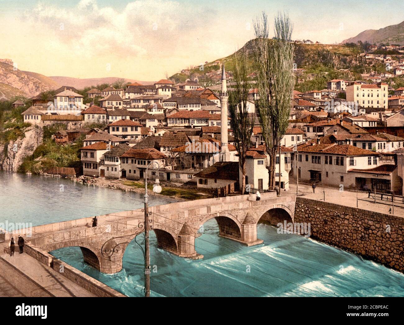 Sarajevo, Blick auf Alifakovak, Bosnien, Österreich-Ungarn Stockfoto