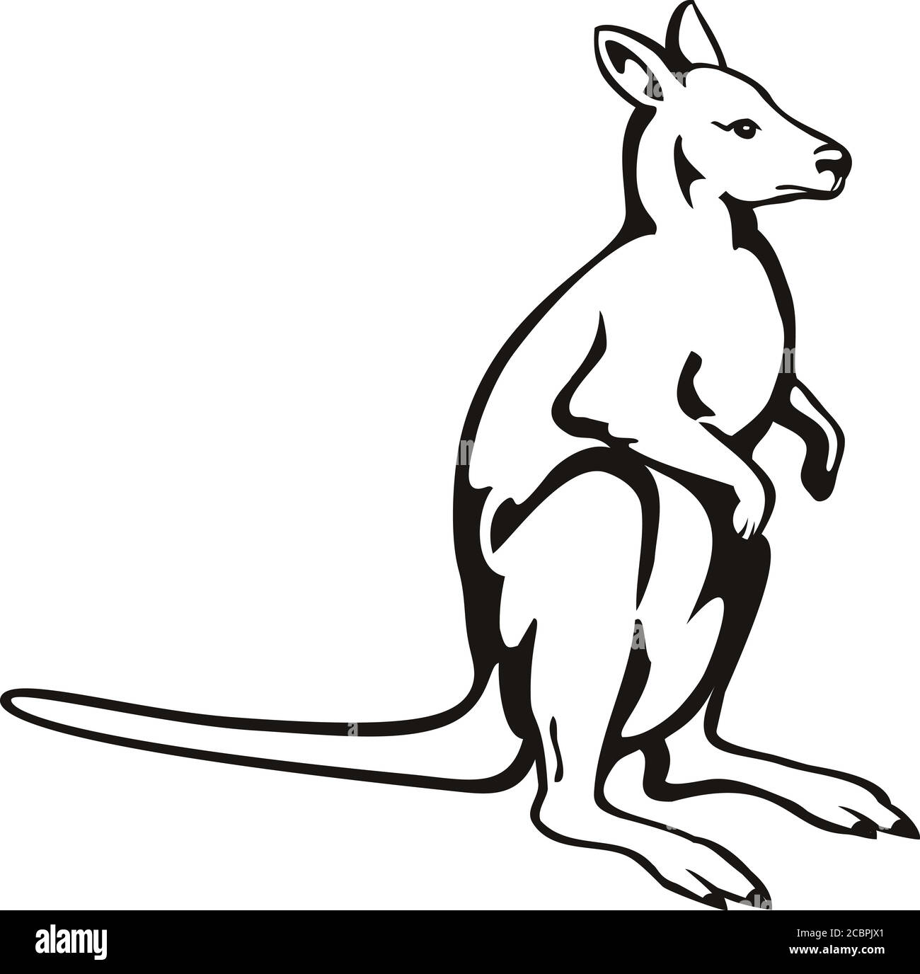 Retro-Holzschnitt-Illustration eines Känguru oder Wallaby, einer kleinen oder mittelgroßen Makropode aus Australien und Neuguinea, von der Seite an gesehen Stock Vektor