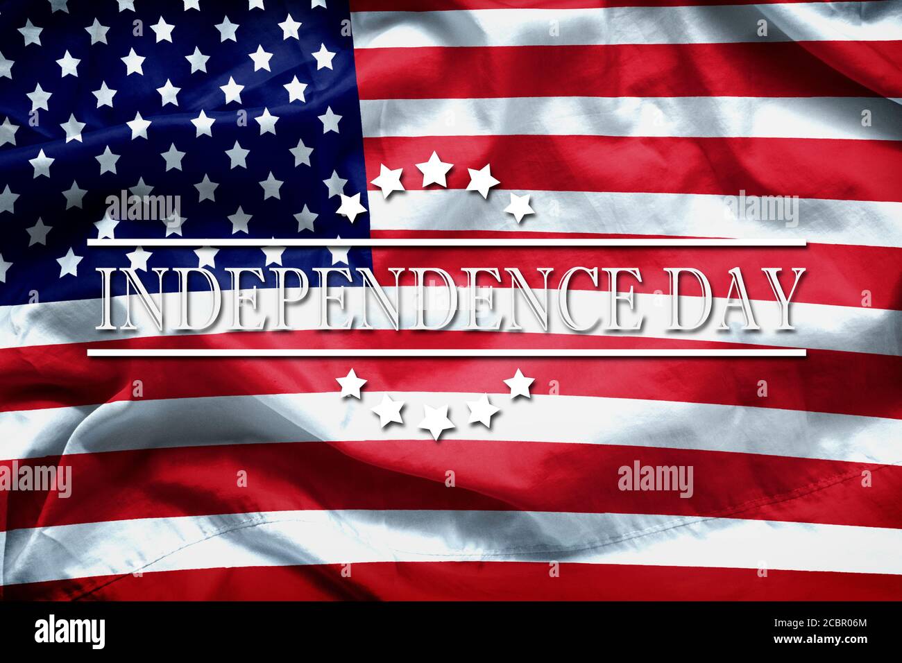 Happy Independence Day Grußkarte, National american Holiday. Independence Day Hintergrund erinnern und Ehre, Wort Independence Day auf amerikanischen f Stockfoto