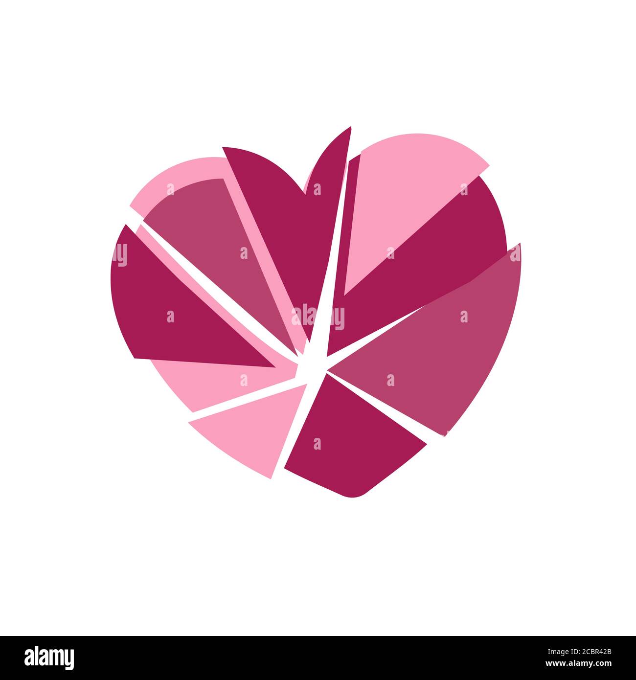 Gebrochenes Herz Symbol Symbol. zeichen von Herzschmerz, Herz in die Stücke Konzept Vektor Illustration zerdrückt Stock Vektor