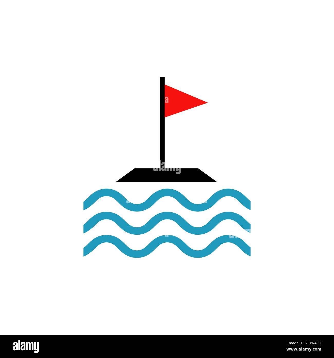 Water Golf Logo Design Vektor. Golf Flaggen schweben über dem Wasser Konzept Sport Zeichen Symbol Illustration Stock Vektor