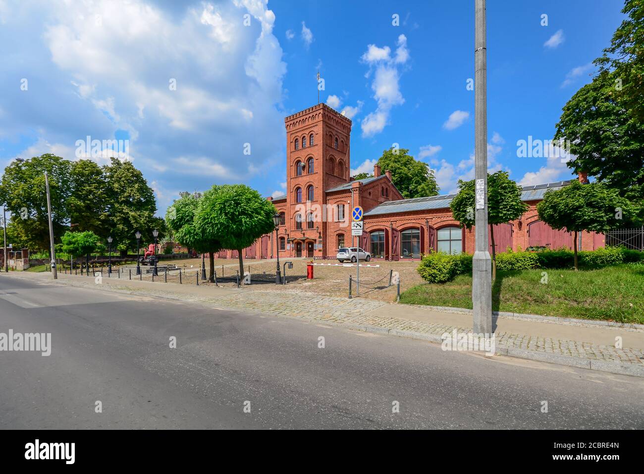Historisches Feuerwehrgebäude in der Stadt Lodz, Polen. Stockfoto