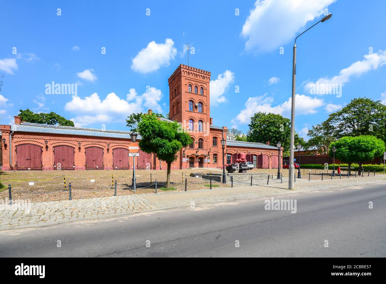 Historisches Feuerwehrgebäude in der Stadt Lodz, Polen. Stockfoto