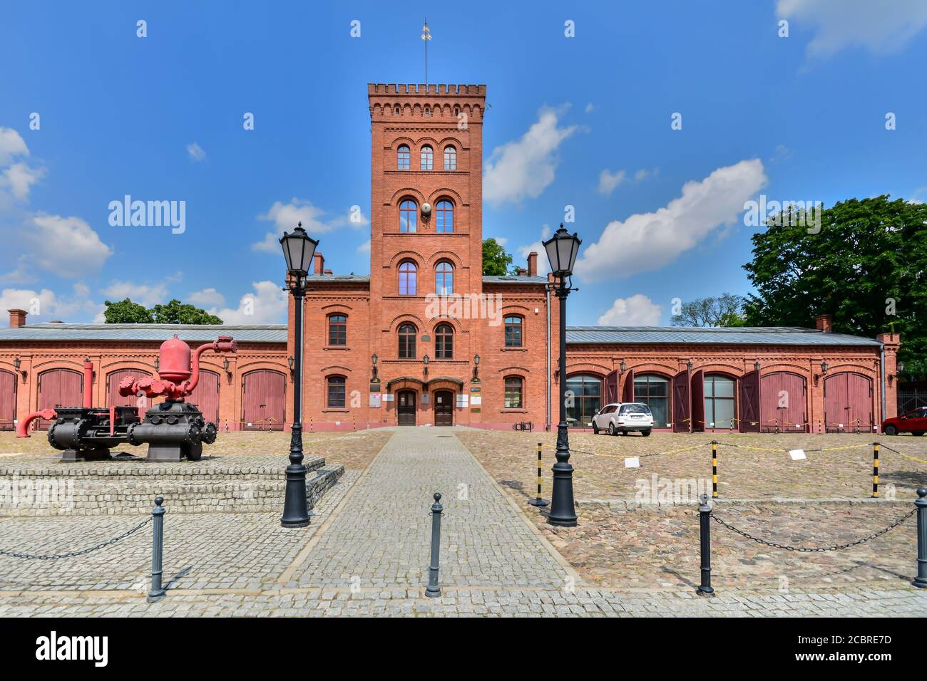 Historisches Feuerwehrgebäude in der Stadt Lodz, Polen. Stockfoto