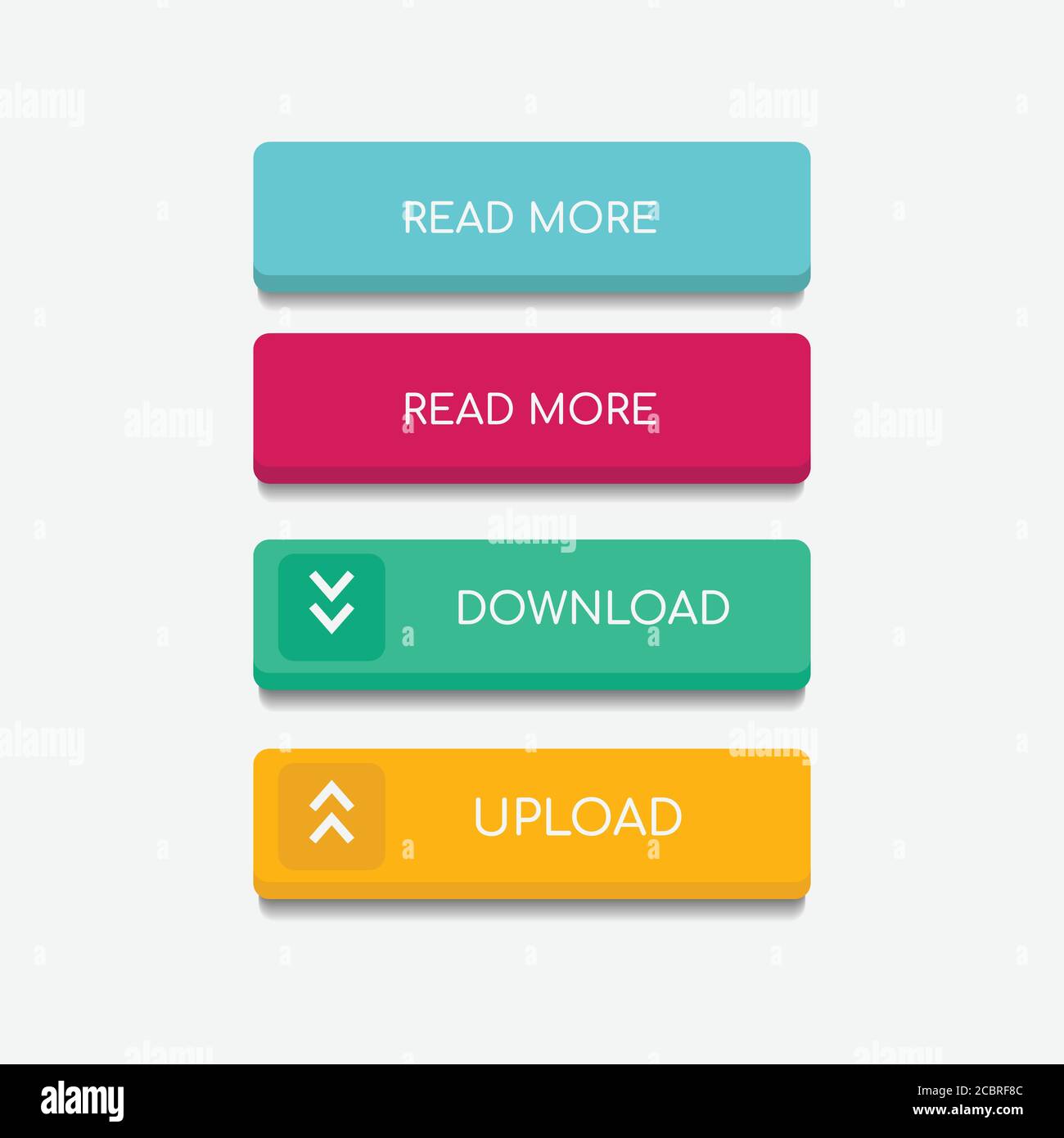 Web Buttons flache Bauform. Web- und ui Farbe Symbol für moderne Website. Tasten mit verschiedenen Aktionen eingerichtet werden. Vector Icons isoliert auf whi Stock Vektor