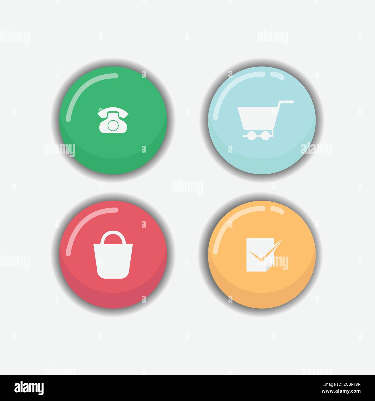 Glänzend niedlichen Web-Tasten flach Design Vektor. Web-und ui-Anwendung Farbe Button-Symbol für moderne Website. Vektorsymbole auf weißem Hintergrund isoliert Stock Vektor