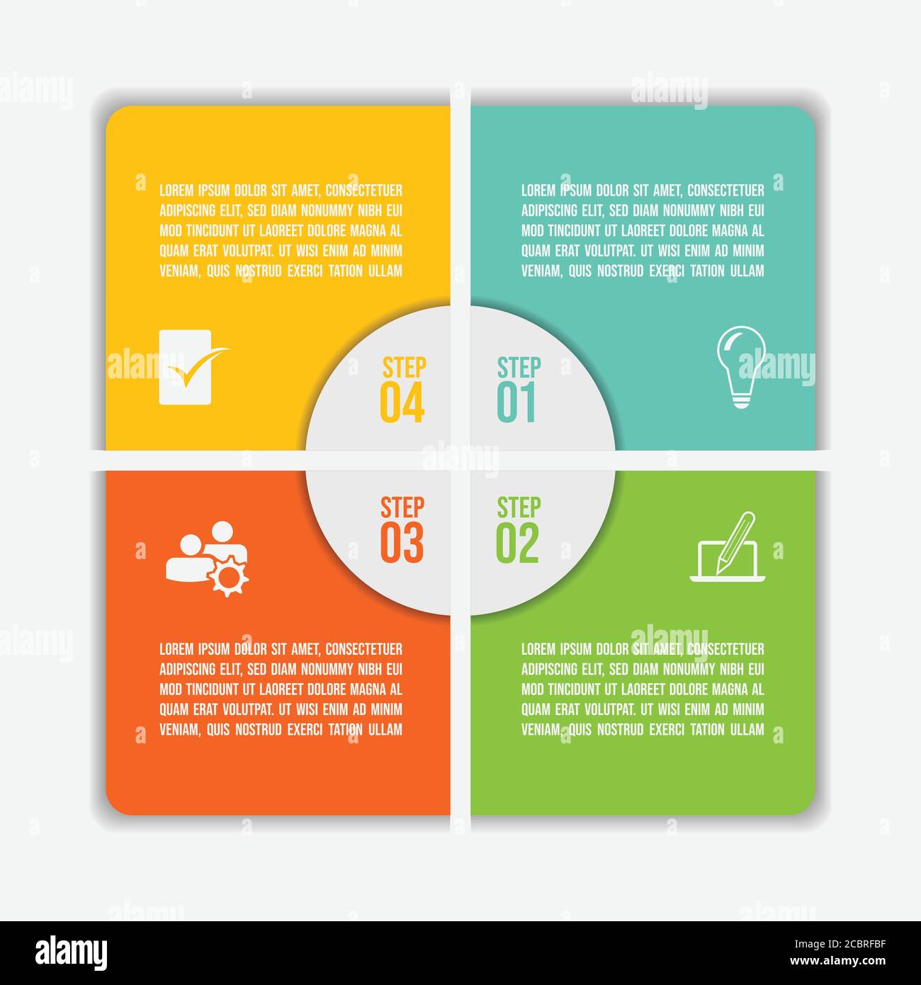Infografik Design Vorlage kreatives Konzept mit 4 Schritten. 4 Schritte Timeline Infografik Vorlage mit Vektorbild Stock Vektor