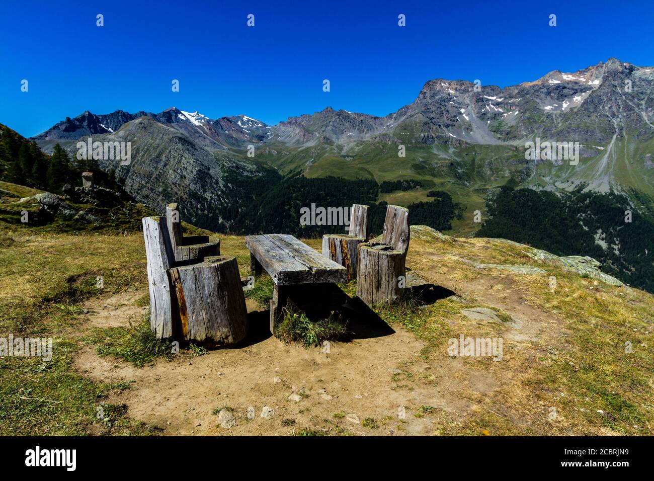 Mittagessen in den italienischen Alpen Stockfoto