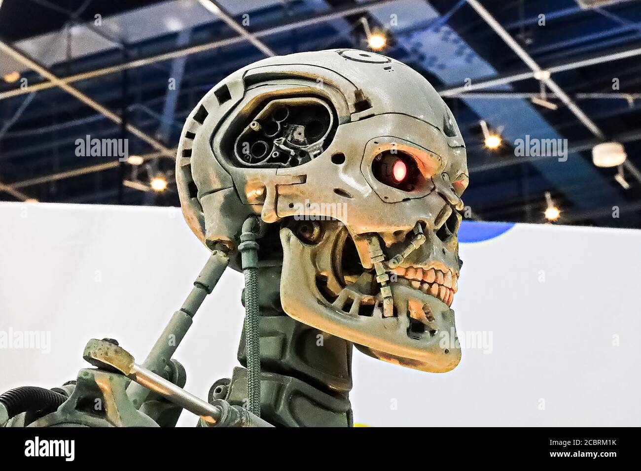 Foto des T-800 Endoskeletts vom Terminator 3D, einer der berühmtesten Attraktionen in den Universal Studios JAPAN, Osaka, Japan. Stockfoto