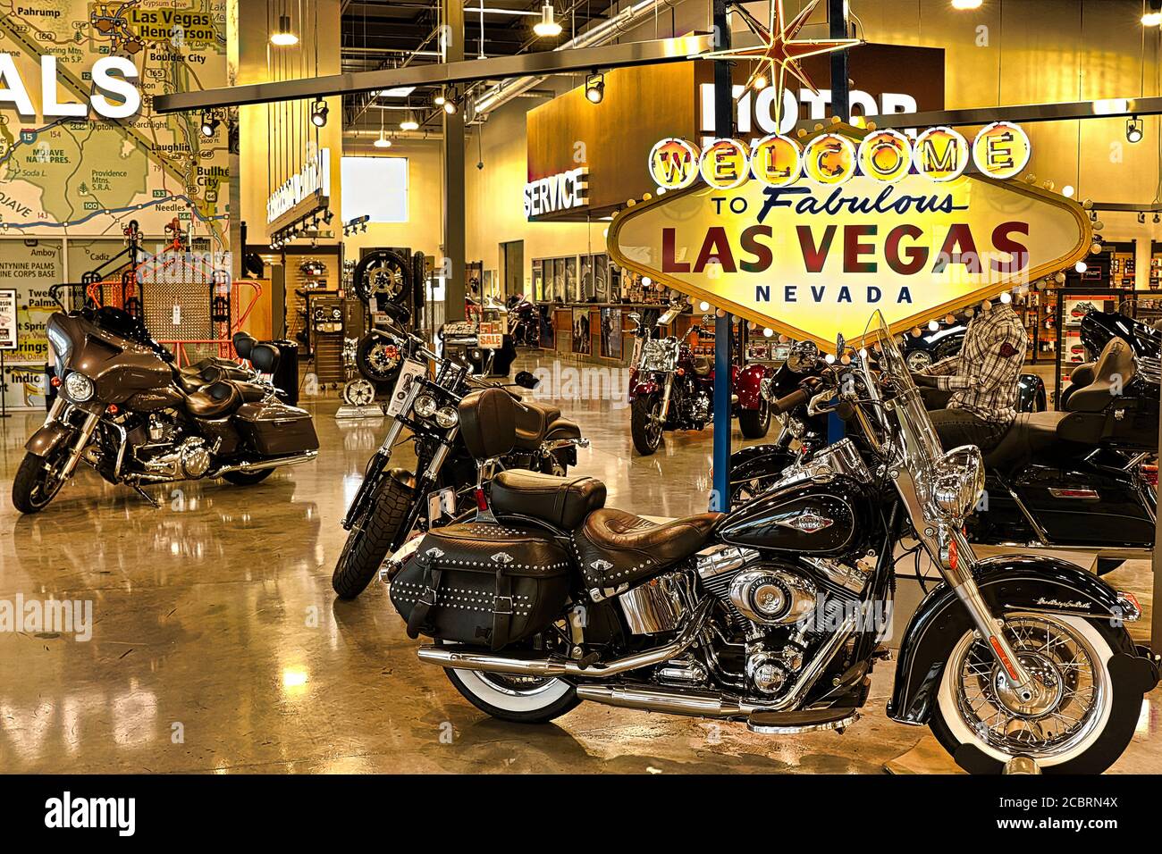 Las Vegas Zeichen und Promotional Harley-Davidson Motorrad bei Harley  Davidson Motorrad Händler & Store Las Vegas Stockfotografie - Alamy