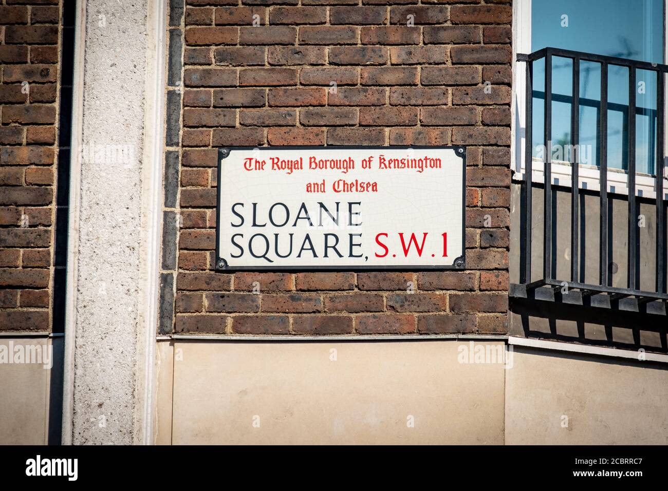 London - Sloane Square Straßenschild Stockfoto