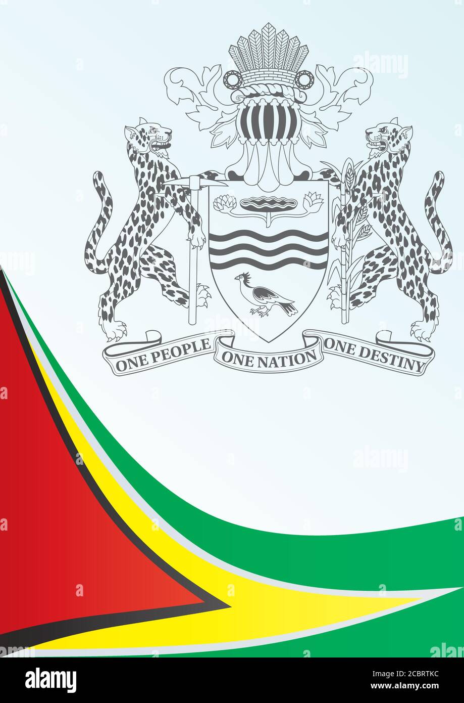 Flagge von Guyana, Vorlage für die Auszeichnung, ein offizielles Dokument mit einer Flagge der Kooperativen Republik Guyana Stock Vektor