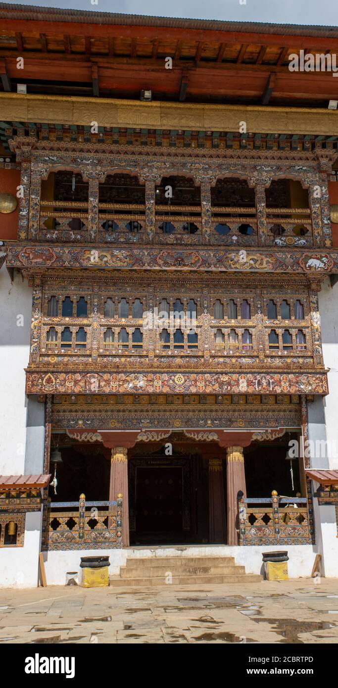 Bhutan, Wangdue Phodrang District, Gangtey Kloster aka Gangtey Goenpa oder Gangtey Kloster. Ein wichtiges Kloster der Nyingmapa. Stockfoto