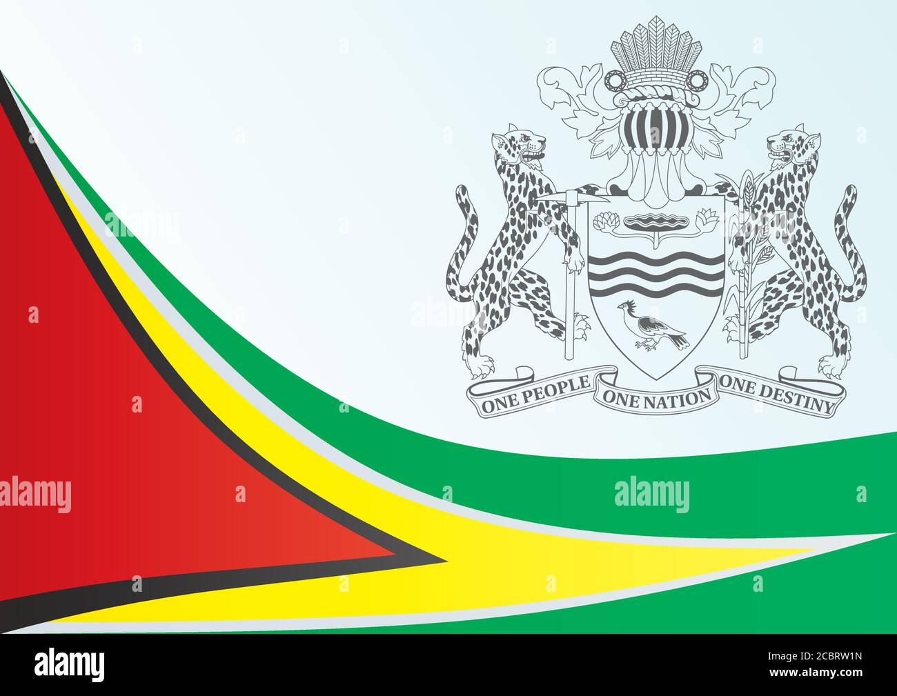 Flagge von Guyana, Vorlage für die Auszeichnung, ein offizielles Dokument mit einer Flagge der Kooperativen Republik Guyana Stock Vektor