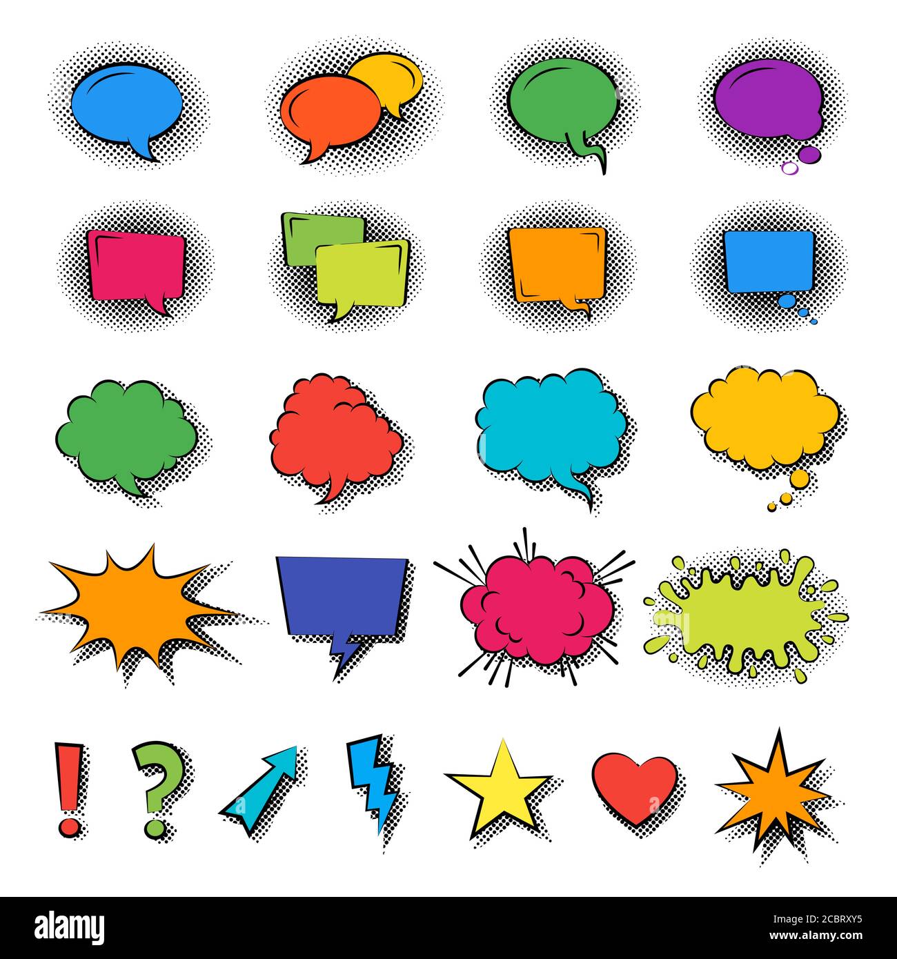 Rede Cartoon Blasen in Pop Art Stil auf abstraktem Hintergrund flache vektorgrafik Stock Vektor