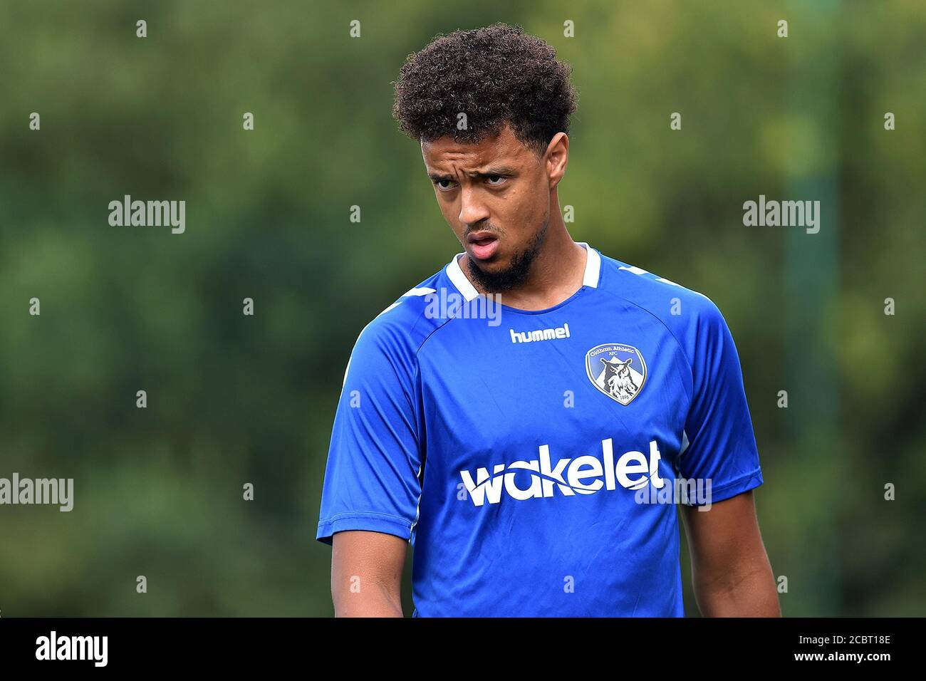 OLDHAM, ENGLAND - 15. AUGUST Cameron Borthwick Jackson von Oldham Athletic in Aktion während des Vorsaison-Freundschaftsspiel zwischen Oldham Athletic und Accrington Stanley in Chapel Road, Oldham am Samstag, 15. August 2020. (Kredit: Eddie Garvey, Mi News) Kredit: MI Nachrichten & Sport /Alamy Live Nachrichten Stockfoto