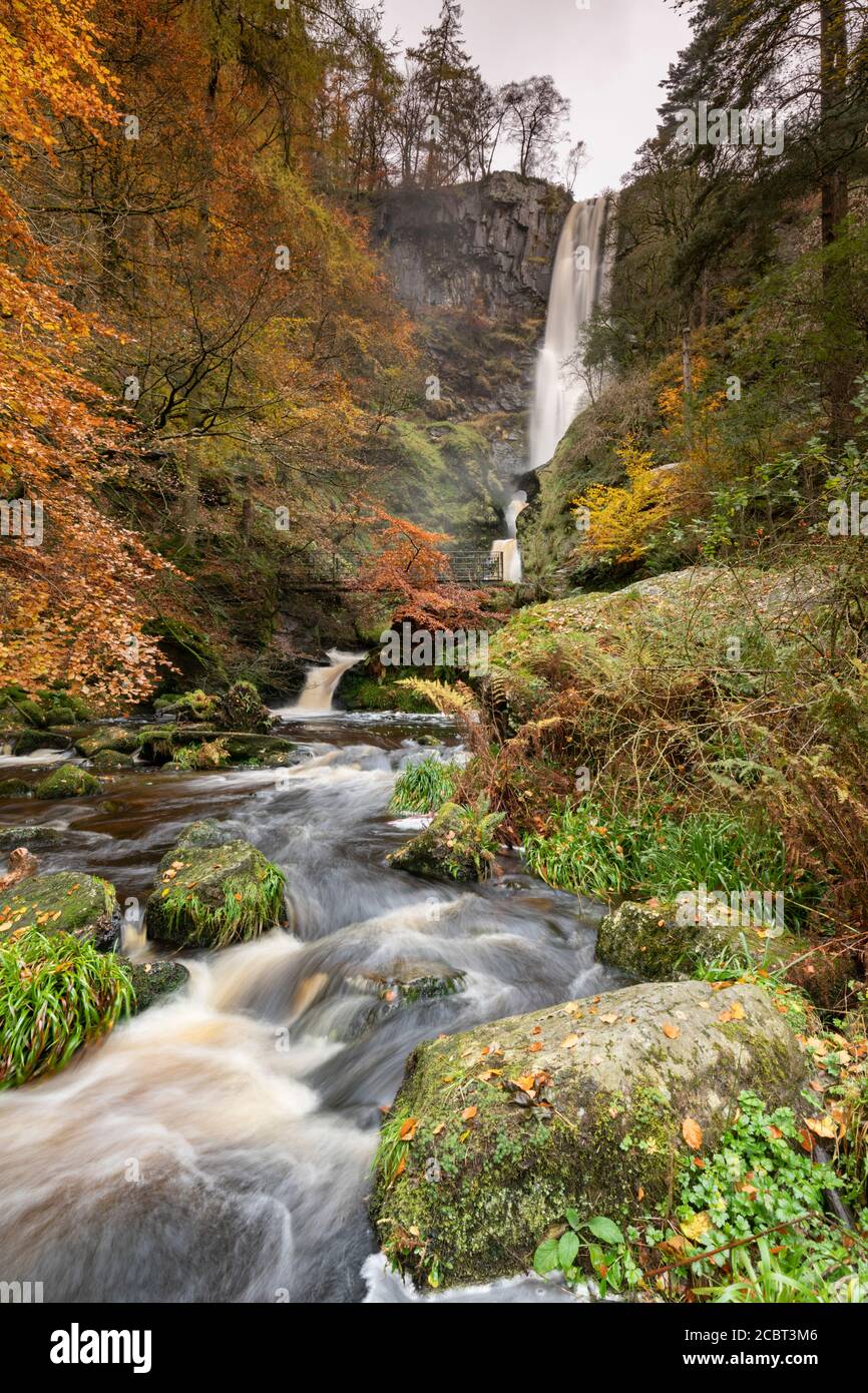 Pistyll Rhaeadr vom Afron Rhaeadr Stockfoto