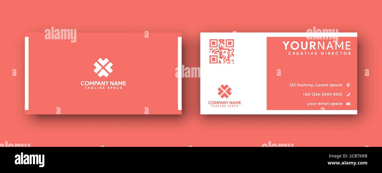 Visitenkarten Design. Sauber und modern Stil mit Koralle Farbe. Oder orange Farbe. Stock Vektor Visitenkarten Design. Sauber und modern Stil mit Koralle Farbe. Oder orange Farbe. Stock Vektor